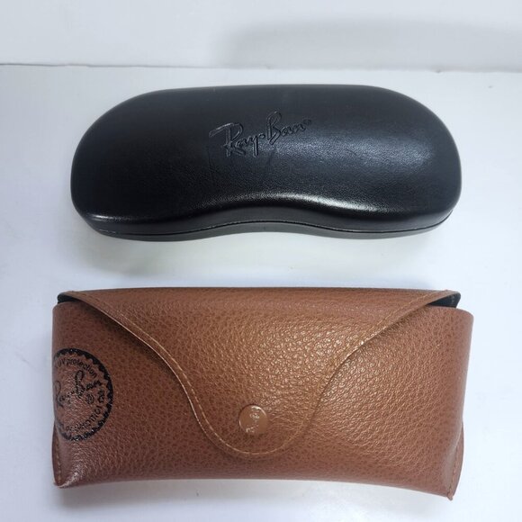 Ray Ban Eye Sun Glasses Case Lot of 2 Hard Clamshell and Soft Leather Case - Picture 2 of 6